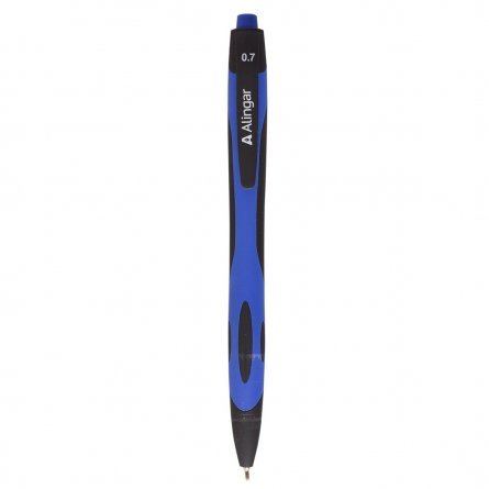 Ручка шариковая Alingar "Poly-colors", 0,7 мм, синяя, игольчатый наконечник, резиновый грип, автоматическая, круглый, цветной, пластиковый soft корпус фото 4