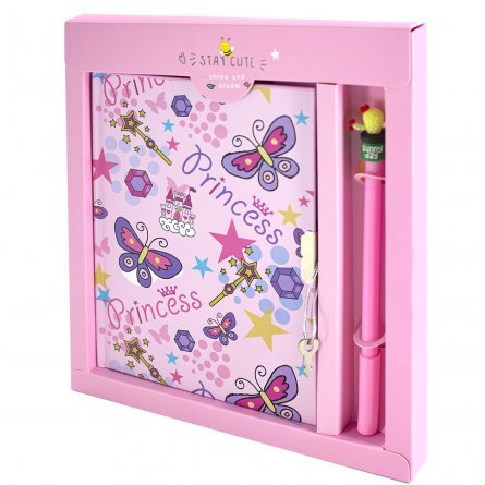 Подарочный блокнот в футляре 20,0 см * 22,5  см , 7БЦ, Alingar, ламинация, замочек, ручка, 50 л., линия, "Бабочки", розовый фото 1