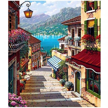 Картина по номерам Alingar, 30х40 см, 25 цветов, с акриловыми красками, холст, "Европейская улица" фото 1