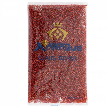 Бисер Alingar размер №8 вес 450 гр., красный прозрачный, внутреннее серебрение, пакет фото 1