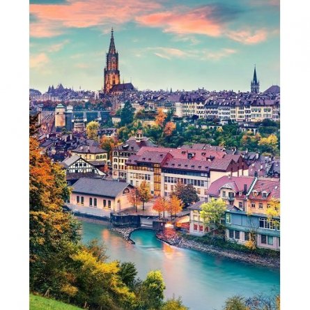 Картина по номерам Рыжий кот, 40х50 см, с акриловыми красками, 23 цвета, холст, "Город Берн на закате" фото 2