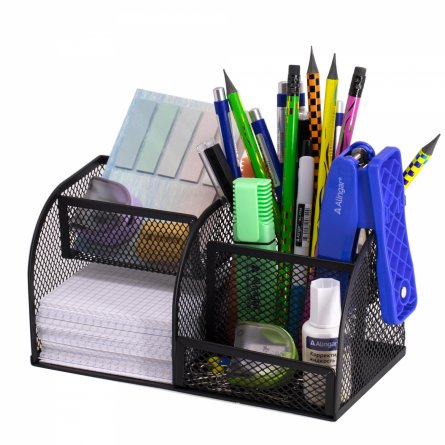 Подставка-органайзер д/канцтоваров, Alingar, металлическая, 20,7 см * 10,5 см*10,6 см, 4 отделения, черный фото 1