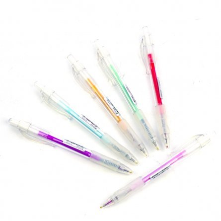 Ручка шариковая Alingar, 0,7 мм, 6 цветов, резиновый грип, автоматическая, круглый, тонированный, пластиковый корпус, пластиковый стенд фото 9