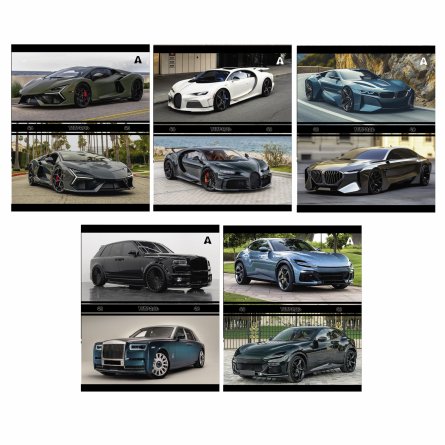 Тетрадь 48л., А5, клетка, Alingar "Авто в городе", скрепка, мелованый  картон ( стандарт), блок офсет, 5 дизайнов в пленке т/у фото 1