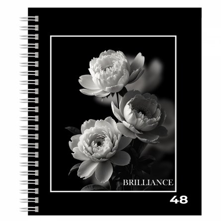 Тетрадь А5 48л., клетка, Alingar, гребень, блок офсет, мелованный картон (стандарт), "Белые цветы", 4 дизайна в пленке т/у фото 5