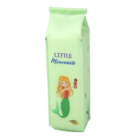 Пенал - косметичка, pure-pak Alingar, силикон, молния, 210 х 65 х 65 мм, "Little Mermaids", салатовый, русалочка фото 1