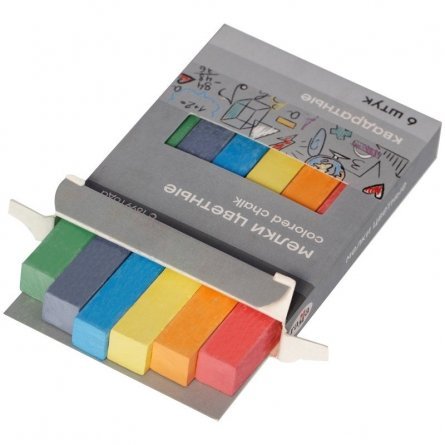 Набор цветных мелков Гамма, 6 штук, квадратные, картонная упаковка фото 2