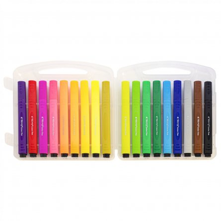 Фломастеры, 18 цв, Yalong, корпус трехгранный, пулевидный наконечник, "Забавные животные" вентилируемый колпачок, пластиковый пенал, европодвес фото 5