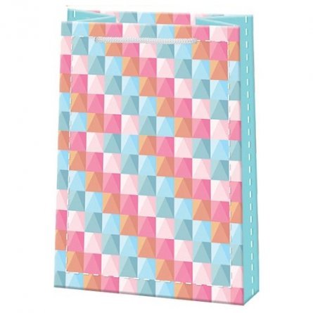 Пакет подарочный бумажный Мир открыток, (МS) 13,5*18 см, "Голубо-розовые квадраты", ламинация фото 1