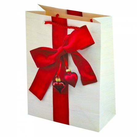 Пакет подарочный бумажный Alingar, (L+) 26х32х10 см, "Бант", ламинация, (4 дизайна в коробе) фото 4