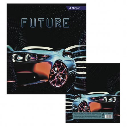 Тетрадь 36л., А5, клетка, Alingar "Future Car", скрепка, мелованный картон (стандарт) , блок офсет, 4 дизайна в пленке т/у фото 3