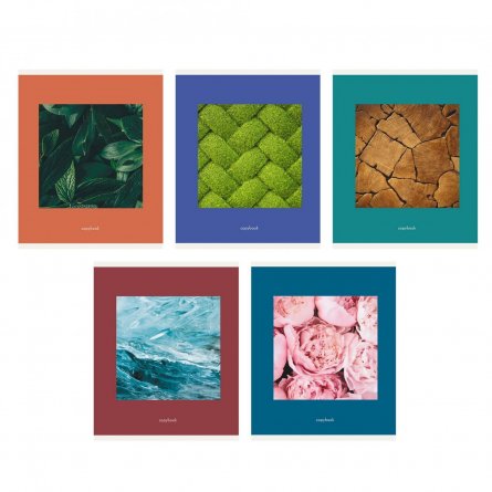 Тетрадь 96л., А5, клетка, Канц-Эксмо "Текстуры", скрепка, мелованный картон, 5 дизайнов фото 1