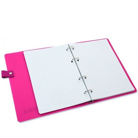 Тетрадь А5, 80л., клетка, Апплика, кольца, обложка пластик, держат. для ручки,"Розовый" Неоновый фото 3