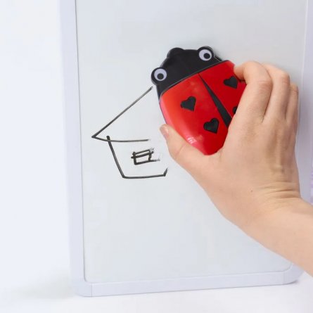 Магнитная подставка для маркерной доски фигурная, Alingar, 12 х 7 х 4 см, "Божья коровка", красный/черный, губка-стиратель, европодвес фото 4