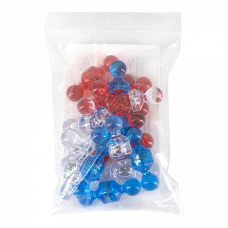 Магниты для доски в форме пешки Alingar, 15 мм, 30 шт в наборе, микс (прозрачный, синий, красный), зип-пакет фото 2