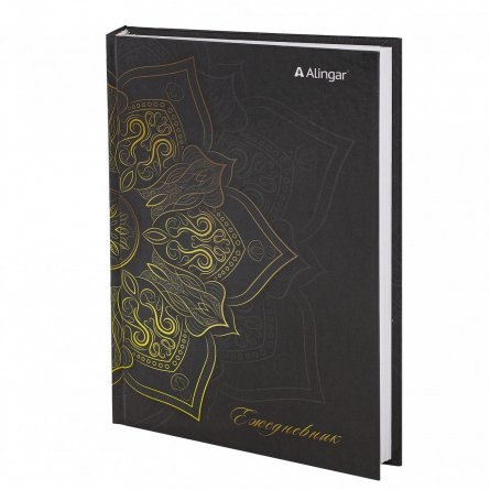 Ежедневник недатированный, А5, Alingar, 7БЦ, глянцевая ламинация, линия, 136 л, "Золотой орнамент" фото 2