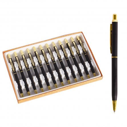 Подарочная ручка шариковая Alingar, 1,0 мм, синяя, автоматическая, металлический корпус, цвет черный, картонная упаковка фото 1