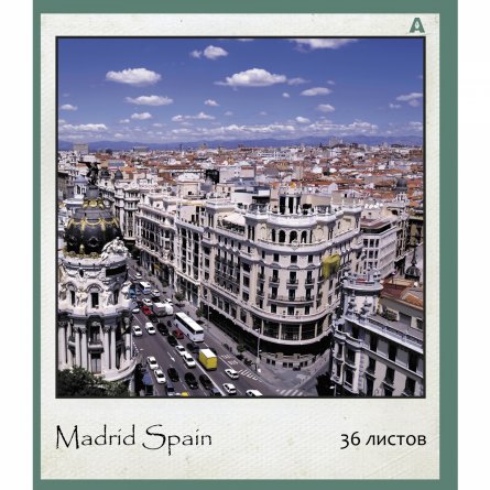 Тетрадь 36 л., А5, клетка, Alingar "Городские виды", скрепка, офсет,  мелованная бумага, 5 дизайнов в пленке т/у фото 5