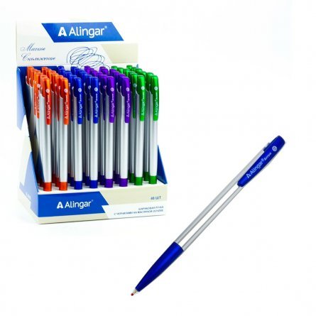 Ручка шариковая на масляной основе Alingar, "Arrow", 0,7 мм, синяя, игольчатый наконечник, автоматическая, круглый, матовый, пластиковый корпус фото 1