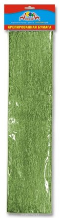 Бумага крепированная Апплика, 50х250 см, плотность 28 г/м2, перламутровая, 1 рулон, 1 цвет зеленый, пакет с европодвесом фото 1