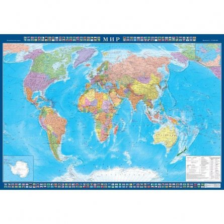 Настенная карта "Мир политический" настенная, 100*70 см, лак. покрытие фото 1