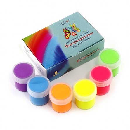Краски акриловые Экспоприбор,6 цветов, 20 мл.,картонная упаковка "Флуорисцентные" фото 1
