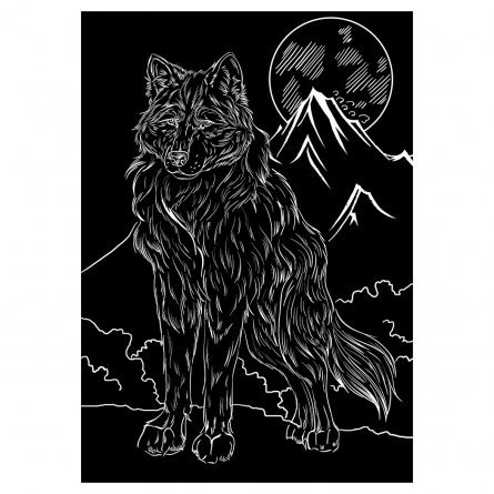 Гравюра с эффектом серебра Рыжий кот, А5, пакет, "Волк и луна" фото 1