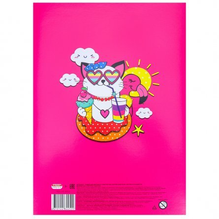 Картон цветной Проф-Пресс, А4, мелованный, 5 листов, 5 цветов, с узором, "Котик и сладости" фото 4