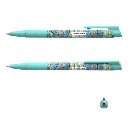 Ручка шариковая автоматическая Erich Krause "ColorTouch Emerald Wave", 0,7 мм, синяя, резин. грип, пластик. корпус, тубус 24шт фото 3
