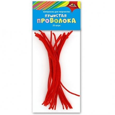 Материал декоративный "Проволока пушистая" Апплика, 30 см, 25 штук, красный., пакет с европодвесом фото 1