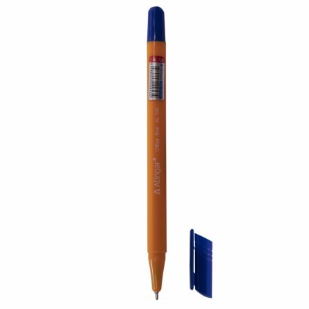 Ручка шариковая Alingar "Offis-fine", 0,5 мм, синяя, игольчатый наконечник, трехгранный, оранжевый, пластиковый корпус, картонная упаковка фото 4