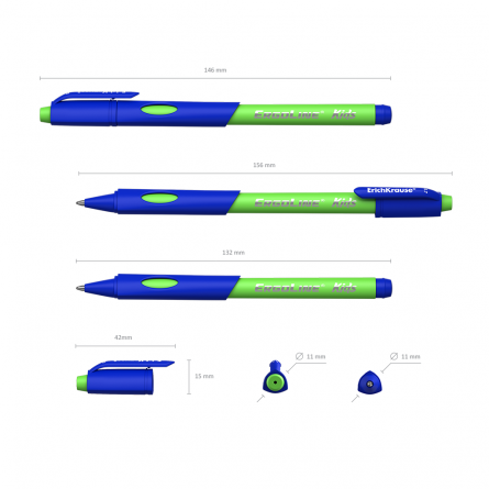 Ручка шариковая Erich Krause "Ultra Glide Ergo Kids", 0,7 мм, синий, резиновый грип, автоматическая, трехгранный, цветной, пластиковый корпус фото 3