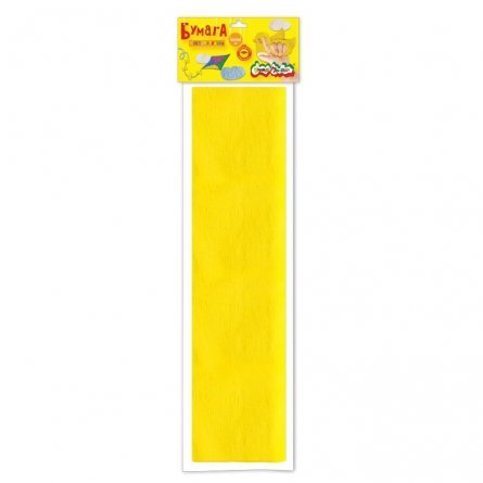 Бумага крепированная Каляка-Маляка, 50х250 см, плотность 32 г/м2, 1 рулон, 1 цвет желтый, пакет с европодвесом фото 1