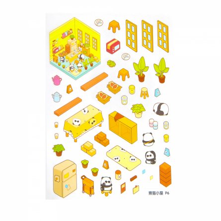 Наклейки для творчества - антистресс блокнот, 140*195 мм, "Медвежата", розовый, MINI, 3D стикеры, 20 комнат, в комплекте пинцет, пакет с европодвесом фото 8