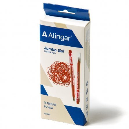 Ручка гелевая Alingar, "Jumbo GeL", 0,5 мм, красная, игольчатый наконечник, шестигранный, прозрачный, пластиковый корпус, в уп. 12 шт., картон. упак. фото 2
