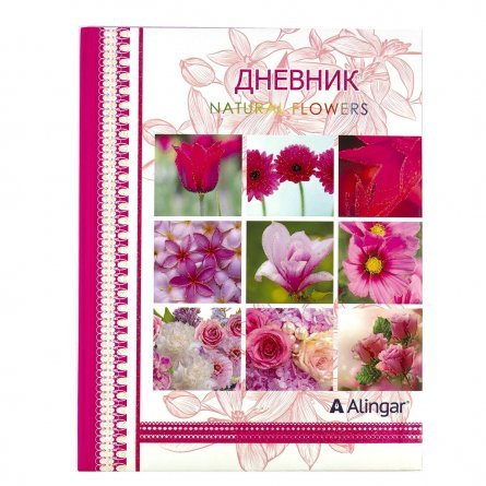 Дневник школьный Alingar 1-11 кл., 48л., 7БЦ, поролон, глиттер, ассорти, "Цветы-1" фото 4