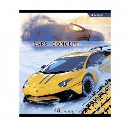 Тетрадь 48л., А5, клетка, Alingar "Cars concept", скрепка, мелованный картон, 3 дизайна в пленке т/у фото 6