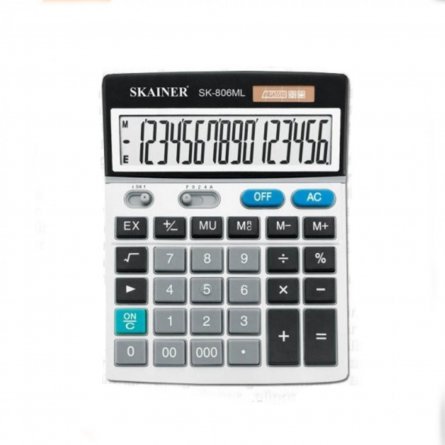 Калькулятор SKAINER 16 разрядов, 140*176*45 мм, белый, "SK-806ML" фото 1