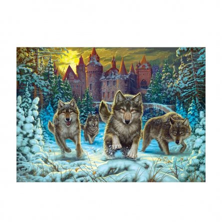 Алмазная мозаика Рыжий кот, двусторонняя (матов.), 30х40 см, "Волки зимой. Натюрморт со скрипкой" фото 2