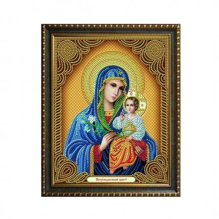 Алмазная мозаика Alingar, на подрамнике, с частичным заполнением, (блест.), 27х33 см, 10 цветов, "Икона Божьей матери Неувядаемый цвет" фото 1