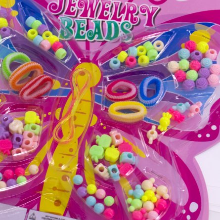 Набор для создания украшений-бусины Alingar, 280х295х15мм, "Бабочка 3", 6 вид. бус., резинки для волос, 2х0,5 м леска, блистер с европод. фото 2