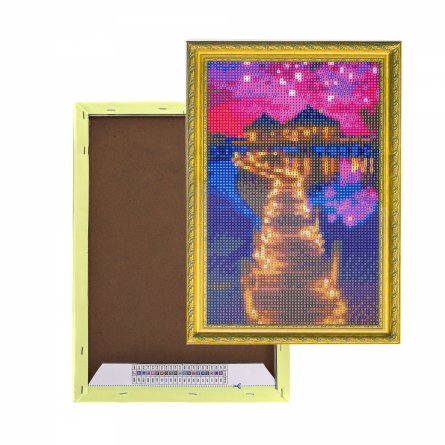 Алмазная мозаика Alingar, на подрамнике, с полным заполнением, (глянц), 20х30 см, 20 цветов, "Дорожка по воде" фото 1