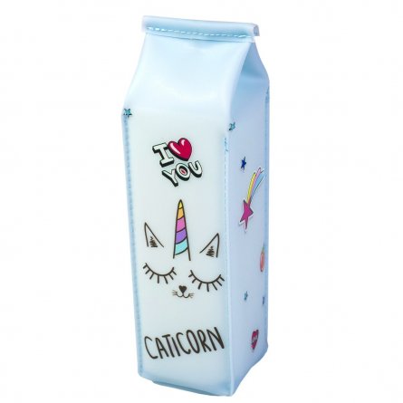 Пенал - косметичка, pure-pak Alingar, силикон, молния, 210 х 65 х 65 мм, "Caticorn", голубой (единорожка) фото 1