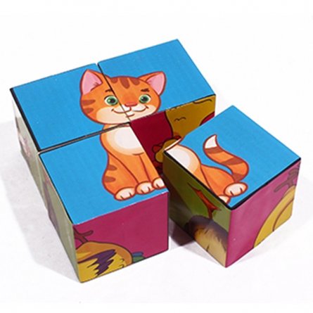 Кубики "Домашние животные " пластик 4 шт. фото 1