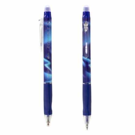 Ручка гелевая пиши-стирай, автоматическая Yalong 0,5 мм, синяя, пулевидный наконечник, резиновый грип,  цв.пласт. корпус 12 шт в пласт уп фото 2