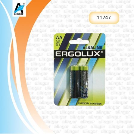 Батарейка пальчиковая алкалиновая, Ergolux LR06 Alkaline BL-2, АА, 1,5V, бл. 2 шт фото 1
