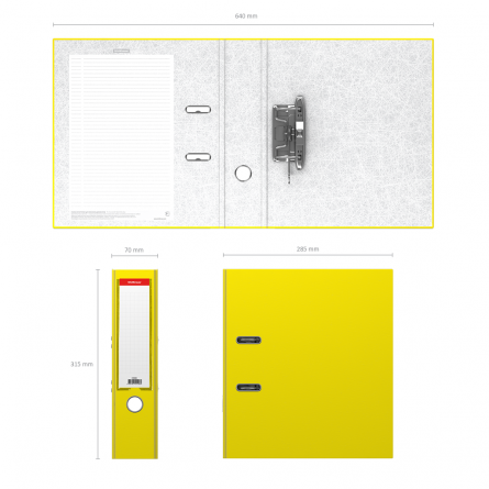 Папка-регистратор 70мм, ErichKrause "Neon", А4, желтая фото 2
