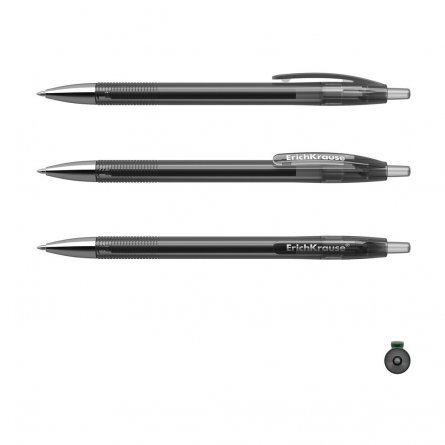 Ручка гелевая автоматическая Erich Krause "R- 301 Original Gel Matic", 0,5 мм, черный, металлический наконечник, грип, круглый пластиковый корпус фото 2