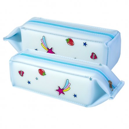 Пенал - косметичка, pure-pak Alingar, силикон, молния, 210 х 65 х 65 мм, "Caticorn", голубой (единорожка) фото 2