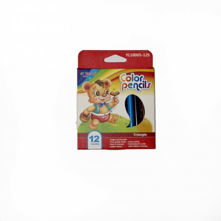 Карандаши цветные Yalong пластик."Детские-mini",12 цв.,трехгранные, заточен.,картон.упак.,европодвес фото 10